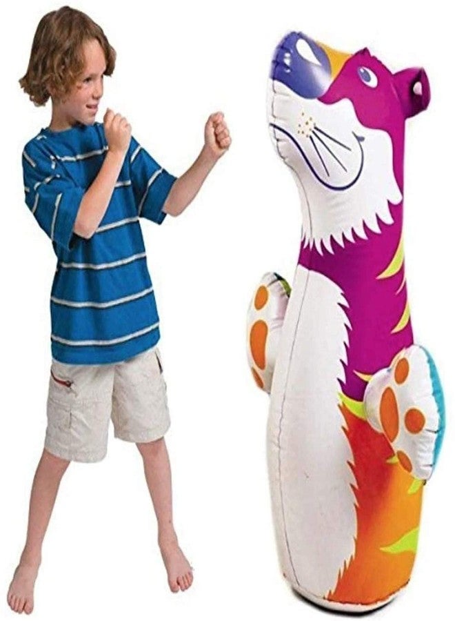 NELSTRAB نيلستراب: لعبة نمر قابلة للنفخ مع قاعدة مملوءة بالماء، مناسبة للأطفال الصغار، حقيبة ملاكمة من مادة PVC للأطفال (متعددة الألوان) (قطعة واحدة) - Image 1